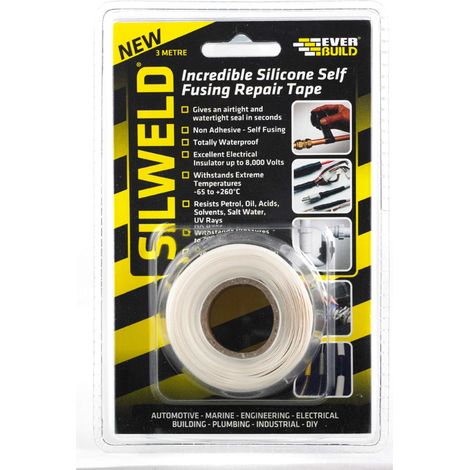 Everbuild Silweld Silicone Repair Tape, 3m Black - Heavy-Duty Waterproof Sealant for Repairs and Insulation (1/5)