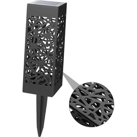 Lot de 2 lampes solaires de jardin/cour à LED blanc chaud, résistantes aux intempéries et au design ajouré. (1/5)