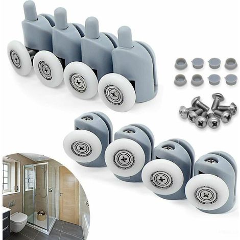 RHG Lot de 8 Roulette Porte Coulissante 23mm , Galet Porte Rouleau Roulette Roue pour Cabine Salle de Bain (1/4)