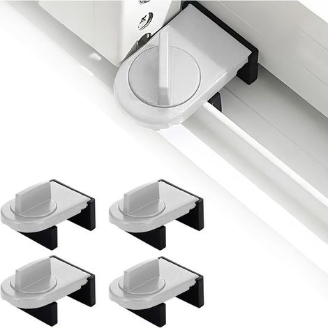 TIVCROXS - Pièces Verrou Baie Coulissante,Serrure Butée Réglable,Serrure de Sécurité pour Fenêtre,Bloque Fenetre Coulissante,Sans Perceuse,pour Portes et Fenêtres Coulissantes (Argent) (1/5)