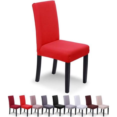 6-teiliges Stuhlhussen-Set, Esszimmerhussen für universelle Passform, Stretch-Lycra, strapazierfähig, Bouquet-Muster, Hotel-, Restaurantdekoration (Rot, 6-teilig). (1/5)