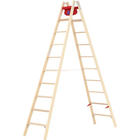 Hymer Holz Stufenstehleiter mit Textiltasche 2x10 Stufen (1/5)