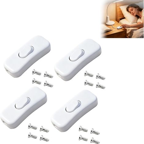 4 x 250 V 2 A 250 V Bi-Pole Rocker Switch for Inline 2 or 3 Line Lamps, for Small Appliances, Desk and Bedside Lamps (White) (1/5)