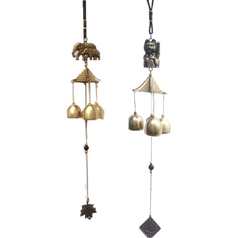 2 Piezas Campanillas de Viento Campanillas de Metal Clásicas Campanillas Feng Shui para Decoración Colgante de Hogar Jardín Patio Regalo Afortunado (1/5)