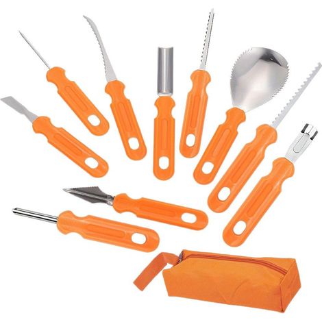 Kit per intagliare zucche di Halloween da 11 pezzi, kit professionale per intagliare da 10 pezzi, sicuro per adulti (1/5)