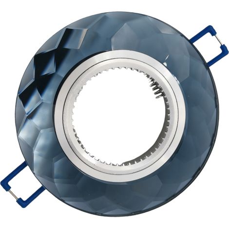 Portafaretto Tondo in Vetro Nero fumé diamante fisso da incasso cartongesso per lampadine GU10 (1/3)