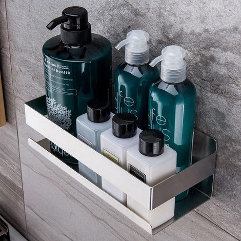 Étagère de douche auto-adhésive - Étagère de salle de bain à coller sur le support de douche mural en acier inoxydable (1/5)