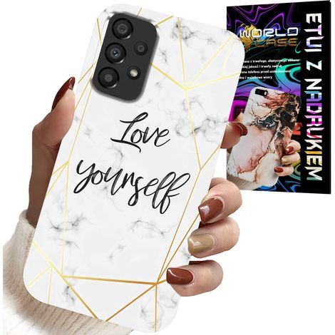 Custodia per Samsung Galaxy A33 5G - marmo bianco con cornice dorata Love YOU (1/5)