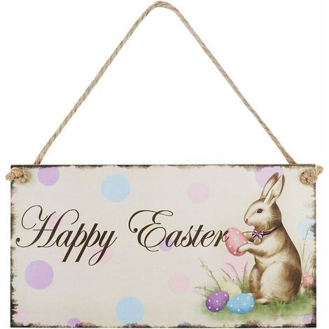 Easter Gift Happy Easter Wooden Plaque Rabbit Hanging Plaque Festival Wall Decorative Door Sign Hanger Home decoration Photo Props favors (1/5)