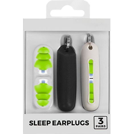 Sleep earplugs – 3 pairs, 3-layer construction, waterproof, green silicone, case included (1/4)