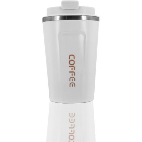 Intelligenter Edelstahl-Isolierbecher, 380 ml, für Kaffee, mit LED-Temperaturanzeige, isolierter Autobecher, weiß (1/4)