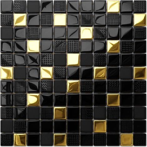 Mosaico in vetro su rete per bagno e cucina 30cm x 30cm - Volcano Gold (1/4)