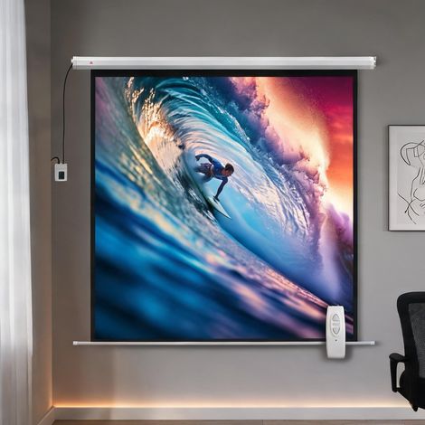 Écran de projection motorisé 189,5 x 189,5 cm 92 pouces 4K (1/5)