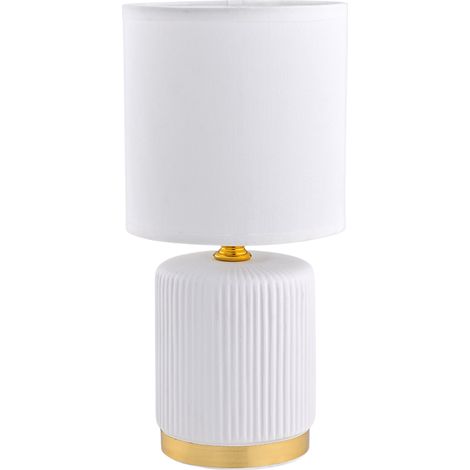Lampe table céramique blanche abat-jour or E14 Zuma (1/3)