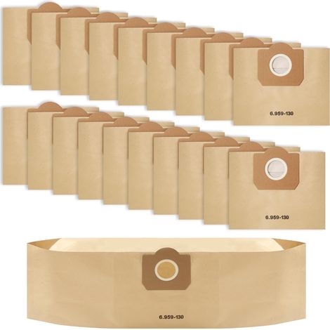 20 Sacs d'aspirateur pour Karcher WD3/MV3/ WD 3 Premium,Sacs Filtrants en Papier 6.959-130.0 Compatible A2201/2204/2504/2554/2251/2604,SE 4001 4002, Filtre Sacs en Papier Aacs d'aspirateur (1/5)