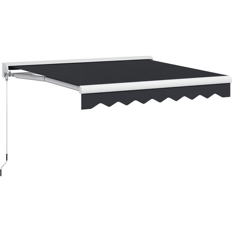 Tenda da sole retrattile elettrica e manuale 250 x 200 cm, portatile, con telecomando, manovella, telaio in alluminio, grigia