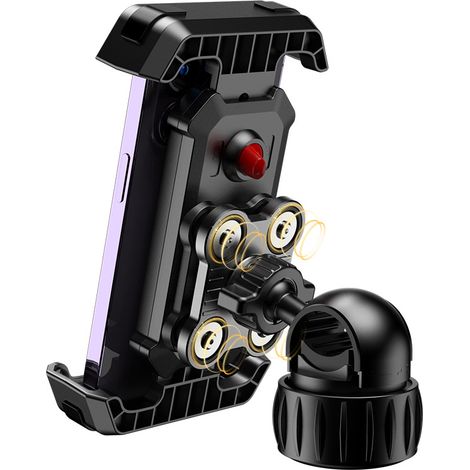 Anti-Vibrations-Motorrad-Telefonhalter, ultrastabiler Fahrrad-Telefonhalter, 360°-Drehung und Schnellverschluss, Motorrad-/ATV-Smartphone-Halter-Installationsgestelle für 4,7-7-Zoll-Telefone