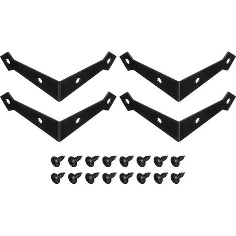 Set of 4 decorative corner brackets - 7.4 x 7.4 x 2.1 cm - Metal corner protector bracket with screws for wooden furniture - Black (1/5)