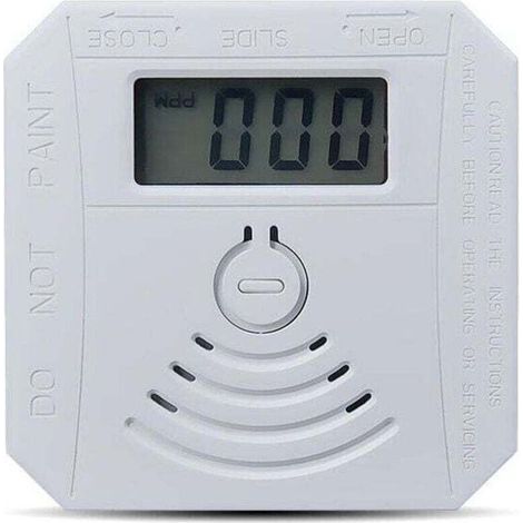 Détecteur de gaz Détecteur de fumée de monoxyde de carbone combiné Détecteur de fumée CO à piles avec écran d'affichage LED Flash Alarme sonore Motif d'avertissement sonore - blanche