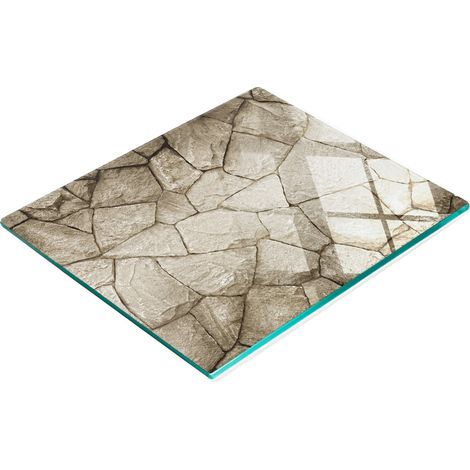 Robuste und stilvolle Küchenarbeitsplatte aus Glas mit Steinwandmuster, 60 x 52 cm (1/5)