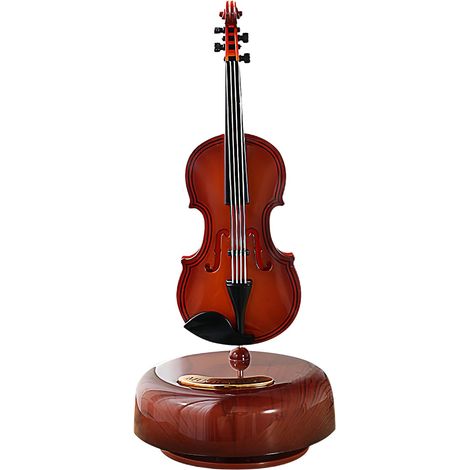 Musiin Drehbare Geigen-Spieluhr, Kreatives Retro-Tischornament-Simulationsmodell (Braun)