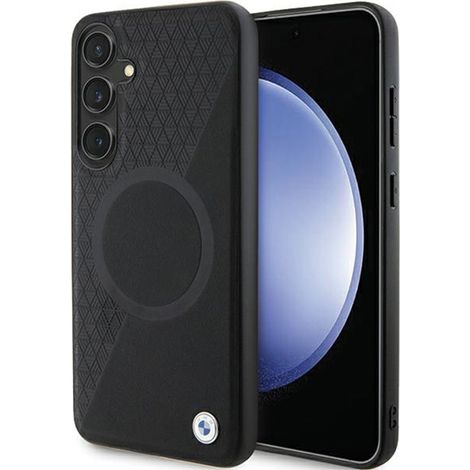 Custodia BMW in pelle con texture parziale e MagSafe circolare - Samsung Galaxy S24+ (Nero) (1/5)