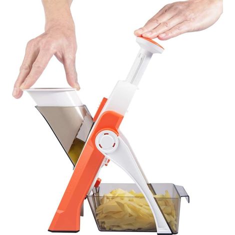 Mandoline de cuisine manuelle multifonctionnelle pleine lame en acier inoxydable, carottes de pommes de terre râpées, en cubes et frites (1/5)