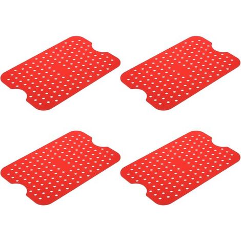 4 tapis de cuisson en silicone pour friteuse à air 5x8 pouces - Antiadhésifs - Rouges - Pour friteuse à air à double panier (1/3)
