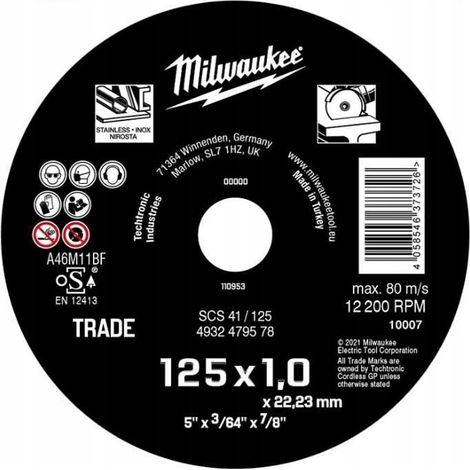 MILWAUKEE TARCZA M. 125x1mm TRADE
