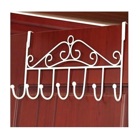 Crochets en métal à suspendre au-dessus de la porte, porte-serviettes, porte-manteaux, 7 crochets pour vêtements, manteaux, chapeaux, serviettes, salle de bain, chambre à coucher, blanc (1/5)