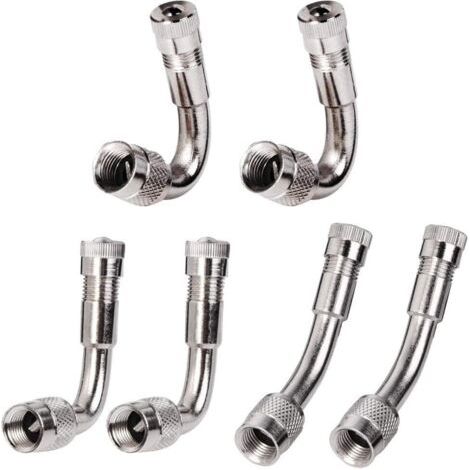 6 Pièces Pneu Valve Rallonge Va, Pneu Valve de Adaptateur, Air Pneu Valve Extension, Pneu Prolongateur Coude de Valve, pour Voiture Moto Vélo Camion, 3 Sortes (Argent) (1/4)