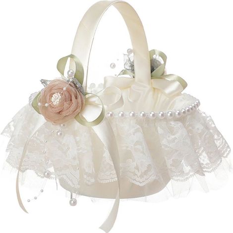 Cesto di fiori da matrimonio - bianco avorio - decorazione per camera da letto (1/5)