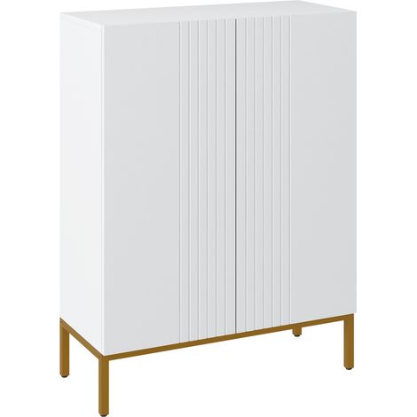 Meuble à Chaussures Lisabetta Art Déco Élégant Blanc Rangement 20 Paires (1/5)
