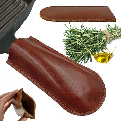 Lederbezug für den Griff einer gusseisernen Pfanne