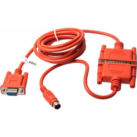 vhbw Programmierkabel RS-232 kompatibel mit Mitsubishi MELSEC FX1N, FX0N, FX1S, A-Serie, FX Computer & Peripheriegeräte - Seriell Adapter, 200 cm Rot