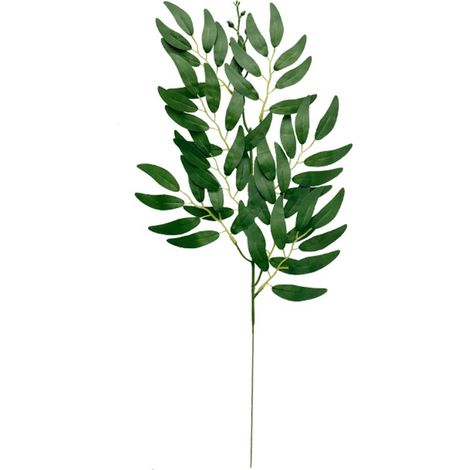 (5 Stück pro Packung) Pflanzenanhänger, waldgrünes Weidenblatt, grüne Pflanzendekoration im nordischen Stil, künstliches Eukalyptusblatt - Stil A, kleiner einzelner Zweig, 50 cm (Seidenstoff/Zweig mit (1/5)