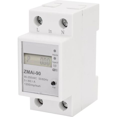 Medidor de energía inteligente monofásico con Wi-Fi, consumo de energía, vatímetro en kWh, compatible con la aplicación Smartlife/Tuya, funciona con Alexa y Home. (1/4)