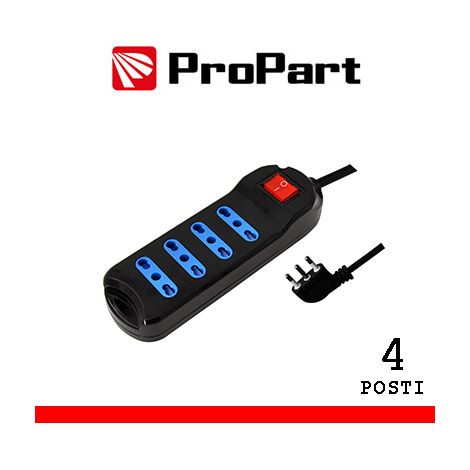 Multipresa 4pos bipasso spina16A +interr. nera