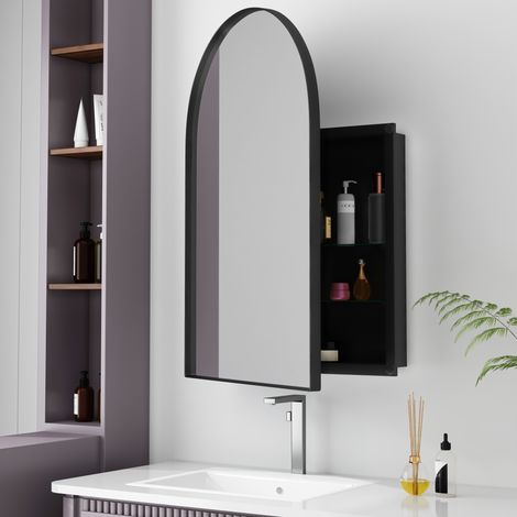 Mueble de baño con espejo arched, 91 x 61 x 7,8 cm, negro HAVRYA (1/5)