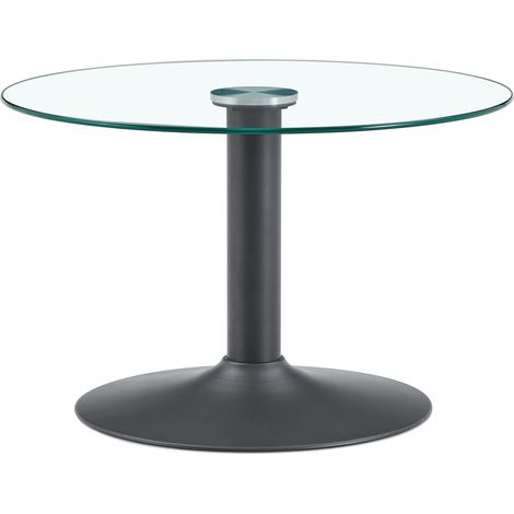 Mesa de centro redonda de cristal de 70 cm con estructura metálica negra (1/5)