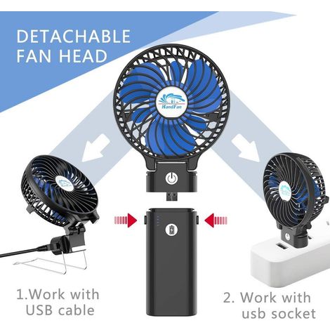 Filiyano-Ventilateur portable à main, batterie rechargeable 5200 mAh, ventilateur de table pliable, ventilateur électrique rafraîchissant (1/4)