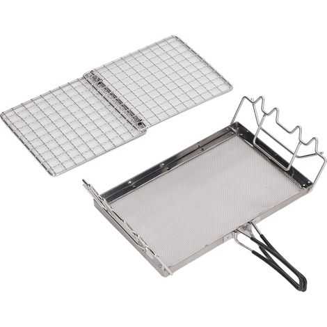 Réchaud de camping avec grille-pain pliable et portable, structure stable, en acier inoxydable, pour pique-nique en extérieur. Idéal pour les pique-niques.