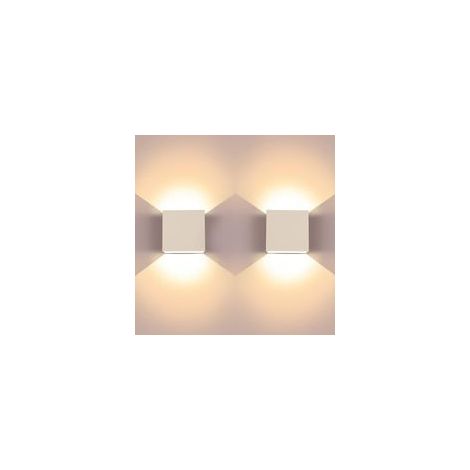 Lot de 2 appliques murales LED 6W, carrées, aluminium, blanc chaud 3000K, classe A++ –