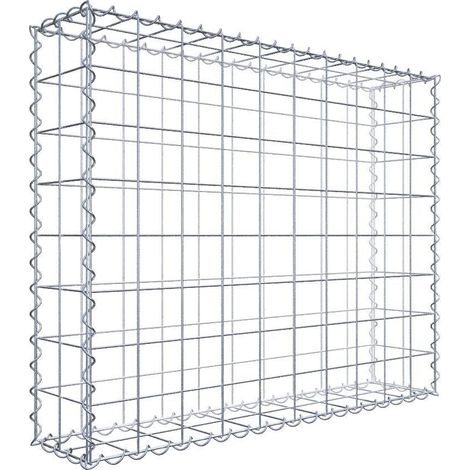 Gabion 100 cm x 80 cm x 20 cm – Mailles 10 x 10 cm – Construction en fil de fer galvanisé – Résistance à la corrosion – Montage rapide avec spirales – Gabiona