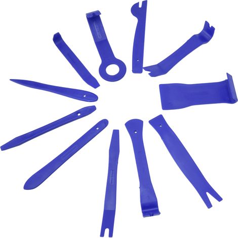 Kit de 11 pièces pour démontage garniture auto, fibre de verre et nylon, outil de retrait radio voiture, installation audio, bleu. (1/5)