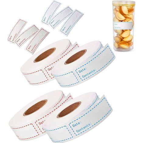 Étiquettes - pour bouteilles, bocaux, boîtes de conserve, emballages cadeaux - 500 feuilles - 75 x 25 mm - 4 rouleaux (1/5)