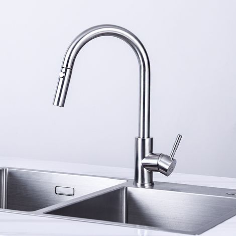 CECIPA Rubinetto da Cucina , Rubinetto da Cucina Estraibile, Rubinetto da Cucina con 2 Tipi di Getto d'acqua, Rubinetto Lavello Girevole a 360°