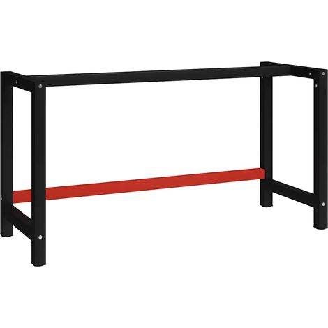 vidaXL Cadre de banc de travail Métal 150x57x79 cm Noir et rouge (1/5)
