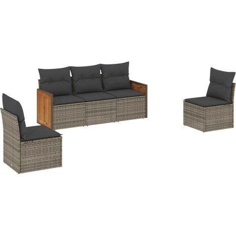 Maison Exclusive - 5-tlg. Garten-Sofagarnitur mit Kissen Grau Pol