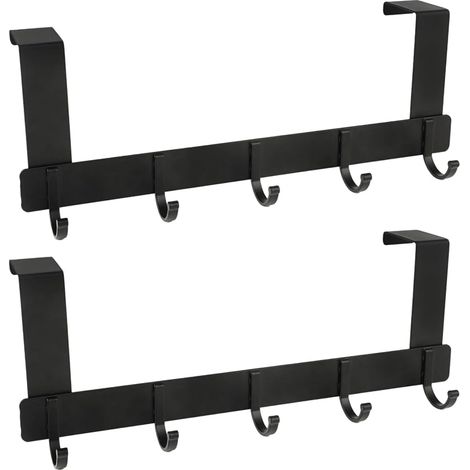 2er-Set Türhaken – Türhakenleiste mit 5 Haken – Platzsparend – Ideal für Kinderzimmer, Badezimmer und mehr – Robuster Türhaken (1/5)